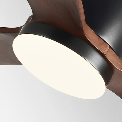 Modern Wood Grain Ceiling Fan with LED Light and 6-Speed Inverter Motor