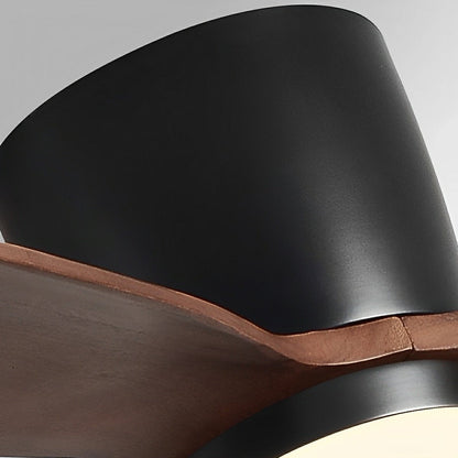 Modern Wood Grain Ceiling Fan with LED Light and 6-Speed Inverter Motor