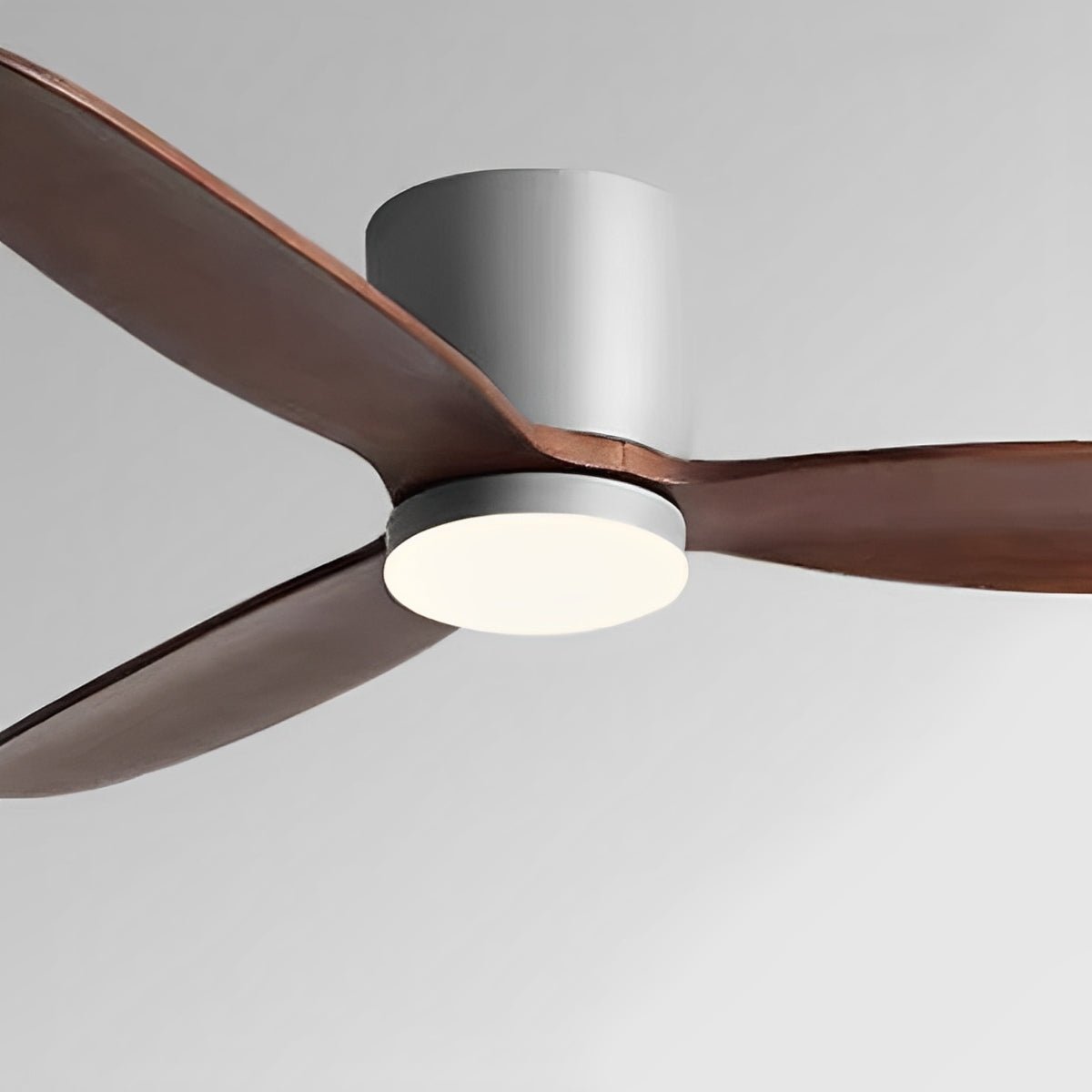 Modern Wood Grain Ceiling Fan with LED Light and 6-Speed Inverter Motor