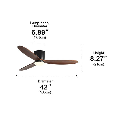 Modern Wood Grain Ceiling Fan with LED Light and 6-Speed Inverter Motor