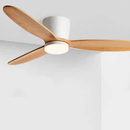 Modern Wood Grain Ceiling Fan with LED Light and 6-Speed Inverter Motor