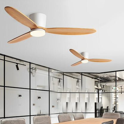 Modern Wood Grain Ceiling Fan with LED Light and 6-Speed Inverter Motor