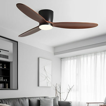 Modern Wood Grain Ceiling Fan with LED Light and 6-Speed Inverter Motor