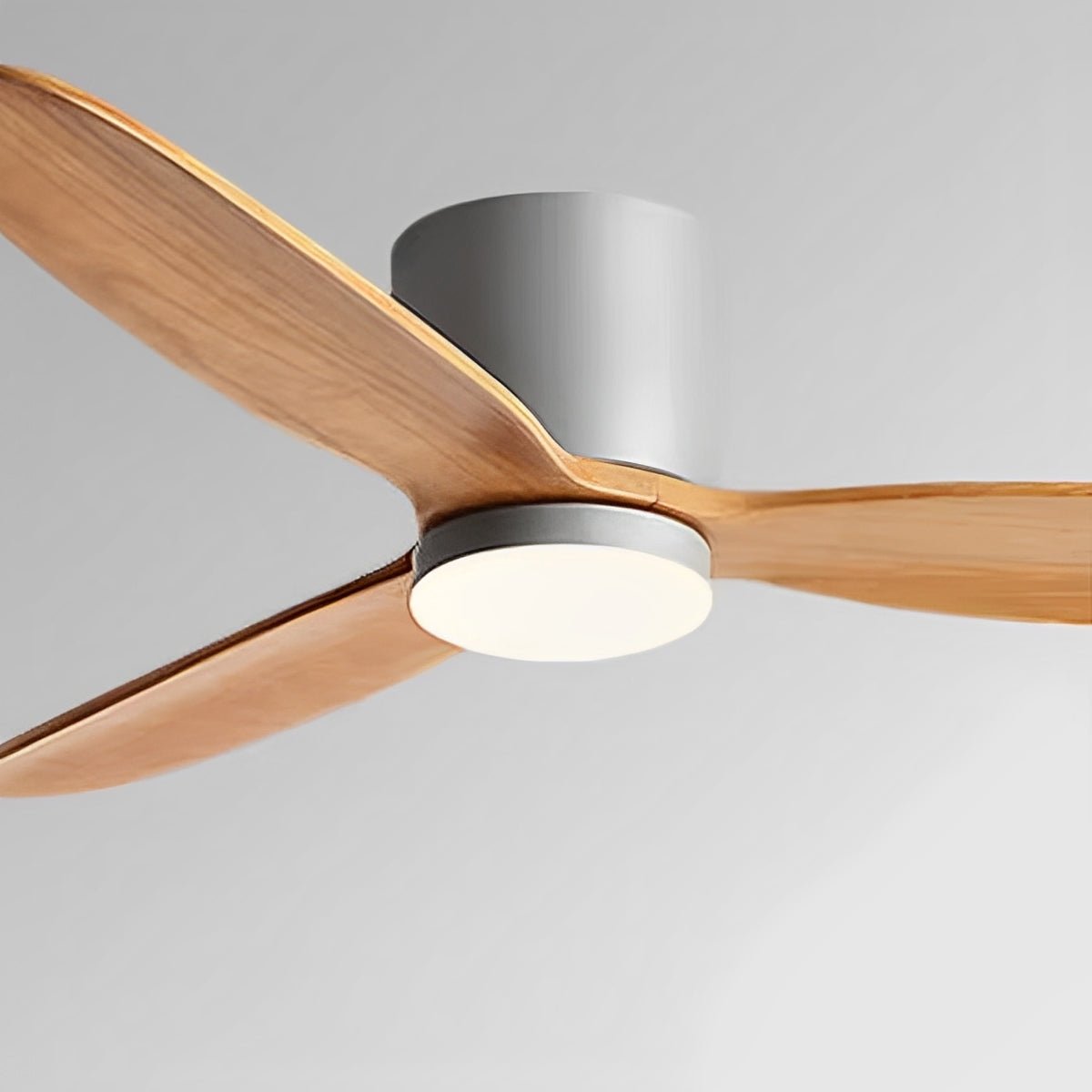 Modern Wood Grain Ceiling Fan with LED Light and 6-Speed Inverter Motor