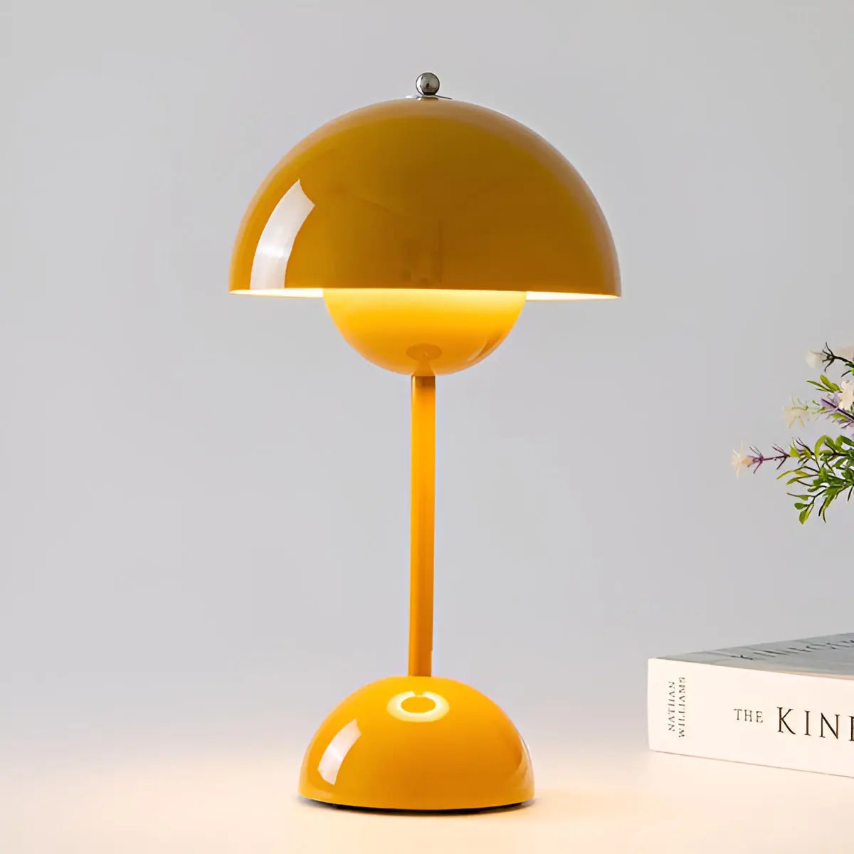 Mushroom Table Lamp Retro with Dome Shade and Rounded Base