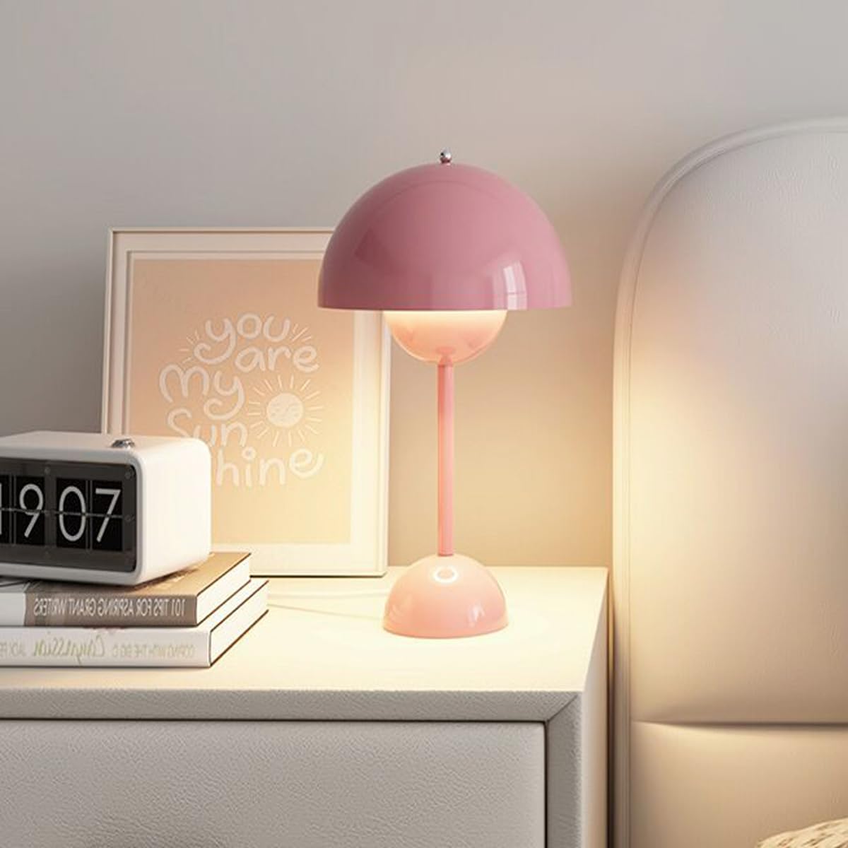 Mushroom Table Lamp Retro with Dome Shade and Rounded Base