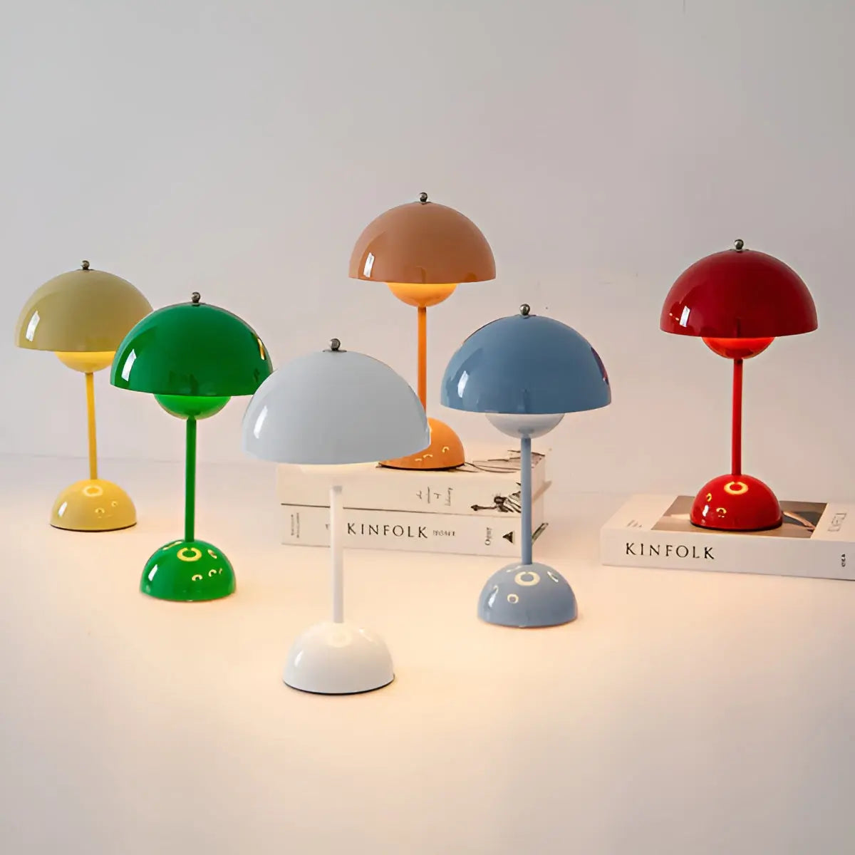 Mushroom Table Lamp Retro with Dome Shade and Rounded Base