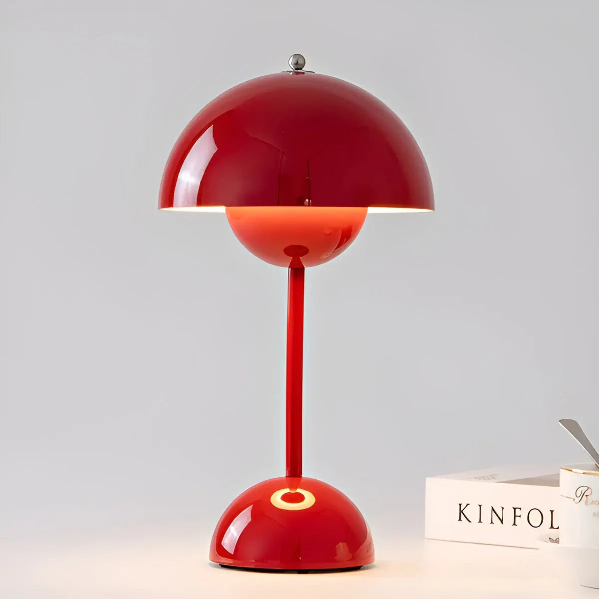Mushroom Table Lamp Retro with Dome Shade and Rounded Base