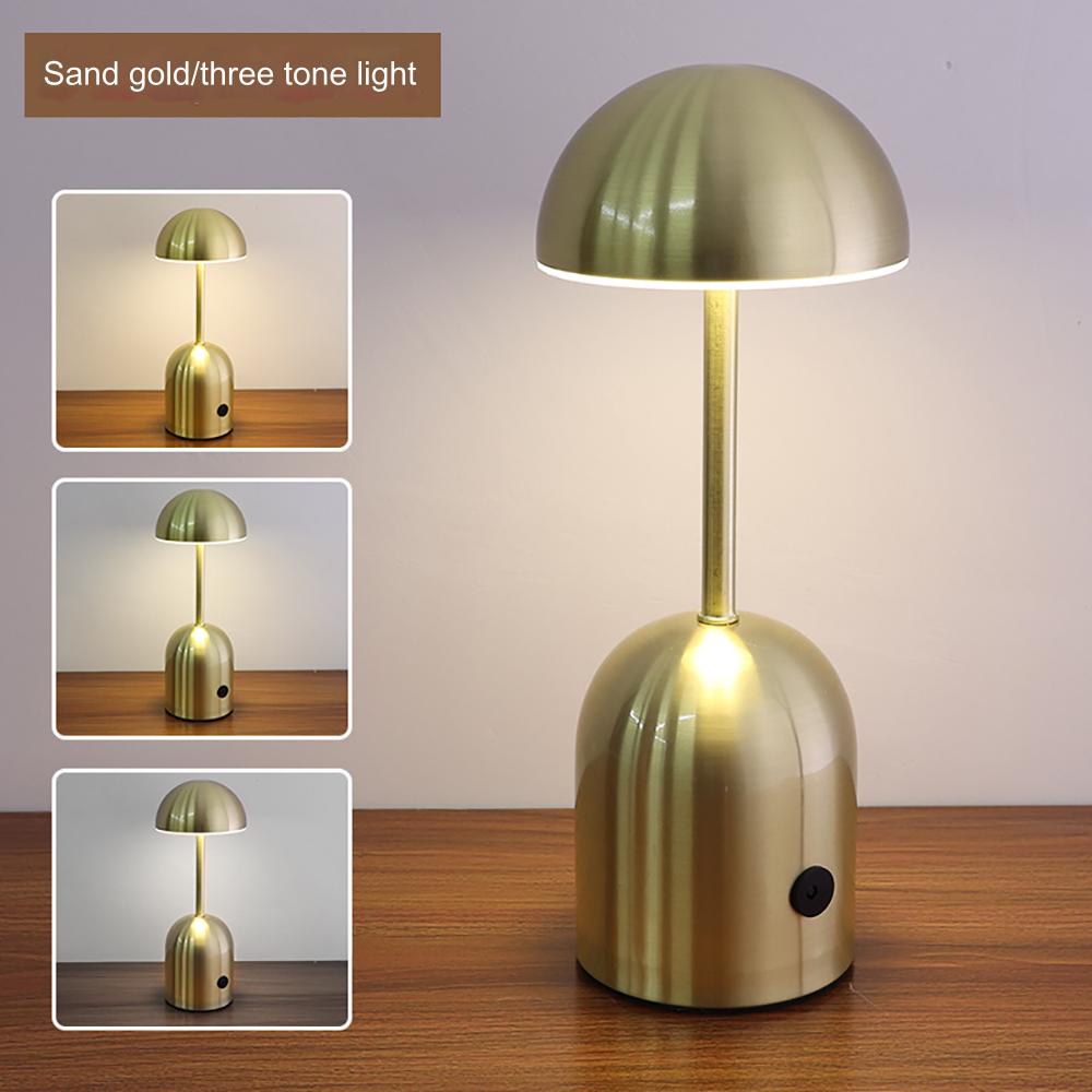 Mushroom Table Lamp Retro with Touch Dimmer and Rechargeable LED