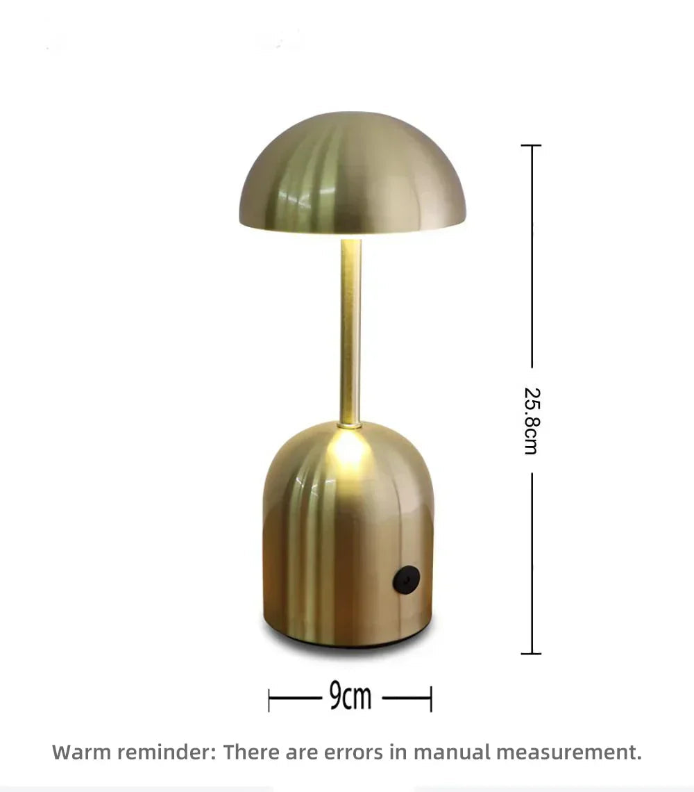Mushroom Table Lamp Retro with Touch Dimmer and Rechargeable LED