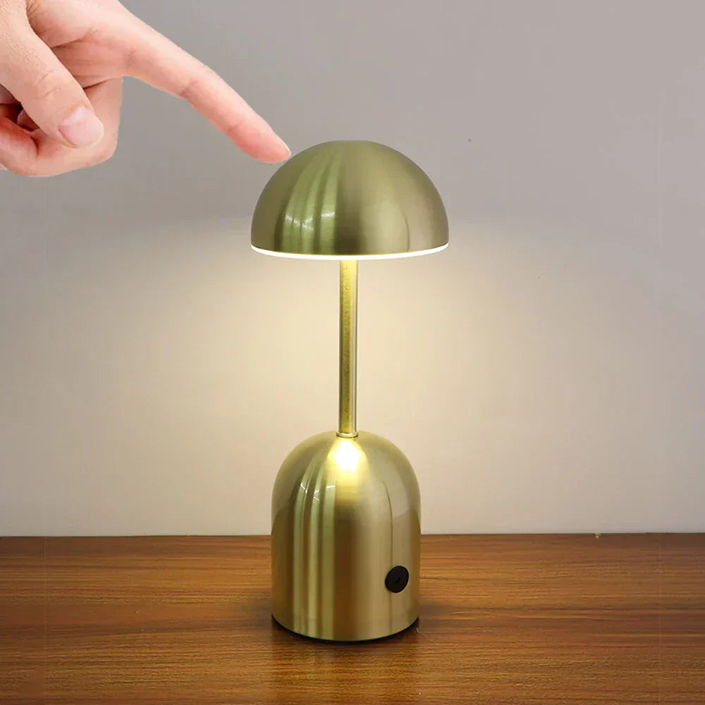 Mushroom Table Lamp Retro with Touch Dimmer and Rechargeable LED