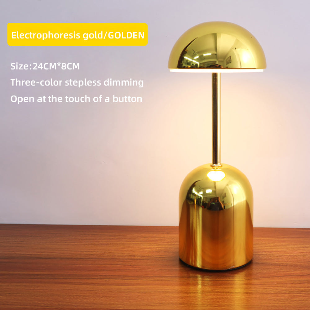 Mushroom Table Lamp Retro with Touch Dimmer and Rechargeable LED