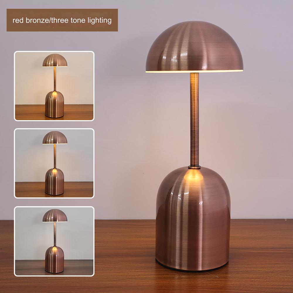 Mushroom Table Lamp Retro with Touch Dimmer and Rechargeable LED