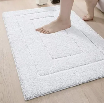 Non-Slip Microfibre Bath Mat with Recessed Border