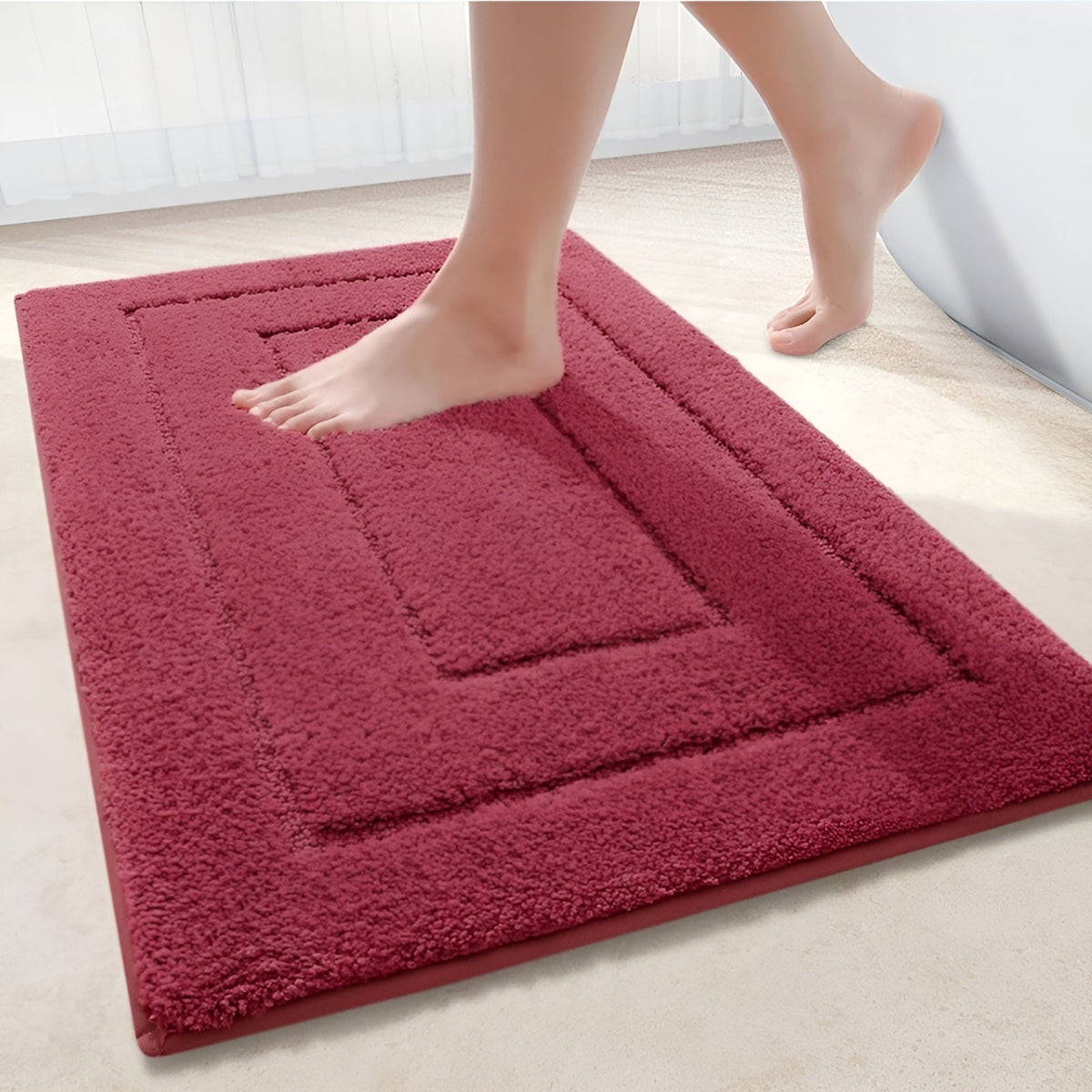 Non-Slip Microfibre Bath Mat with Recessed Border
