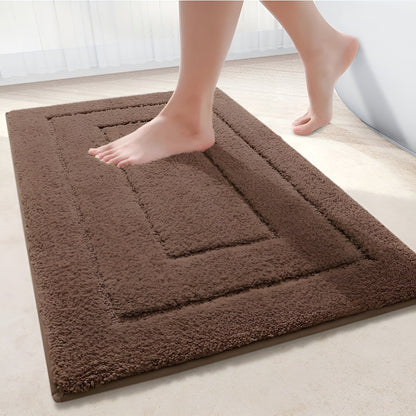 Non-Slip Microfibre Bath Mat with Recessed Border