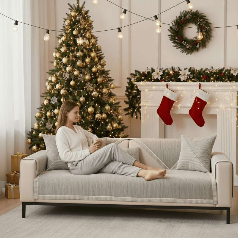 Non-Slip Sofa Cover with Woven Texture