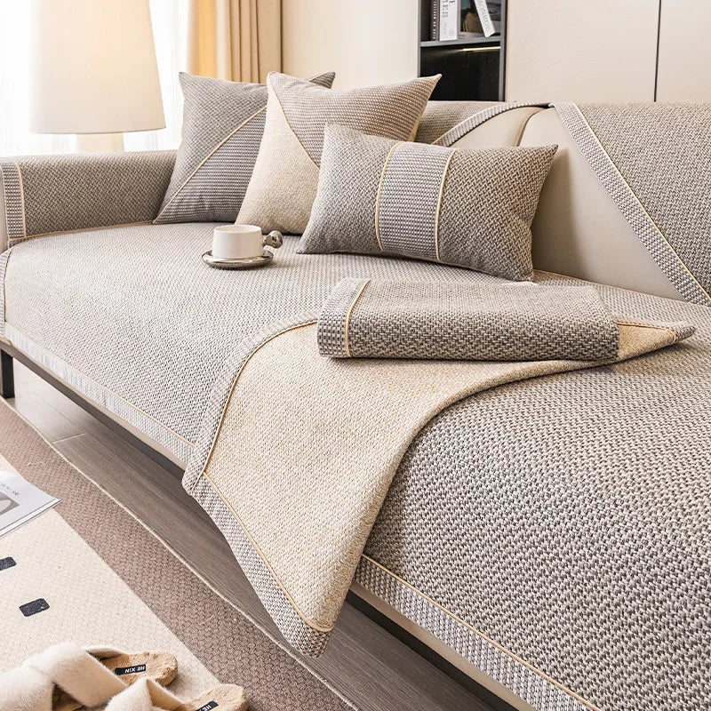 Non-Slip Sofa Cover with Woven Texture