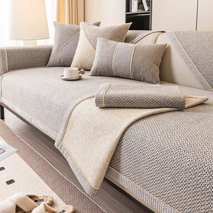 Non-Slip Sofa Cover with Woven Texture