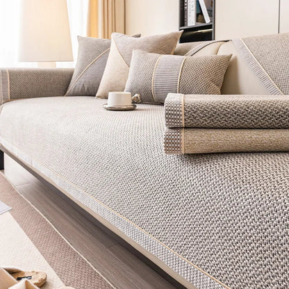 Non-Slip Sofa Cover with Woven Texture