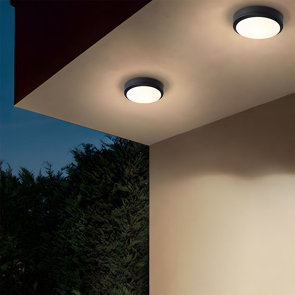 Outdoor Flush Mount Ceiling Light Modern IP65 Round LED with Radar Sensor Option