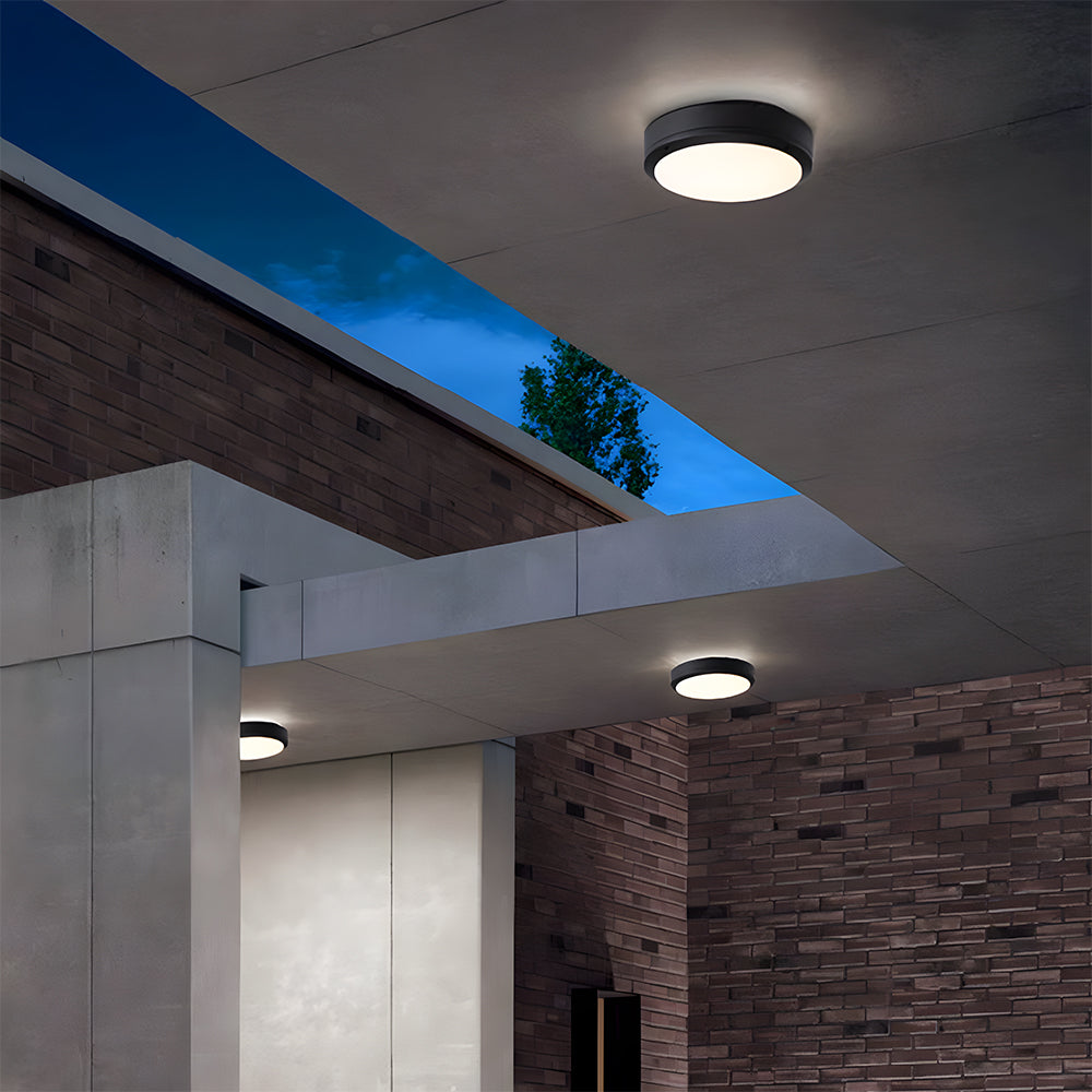 Outdoor Flush Mount Ceiling Light Modern IP65 Round LED with Radar Sensor Option