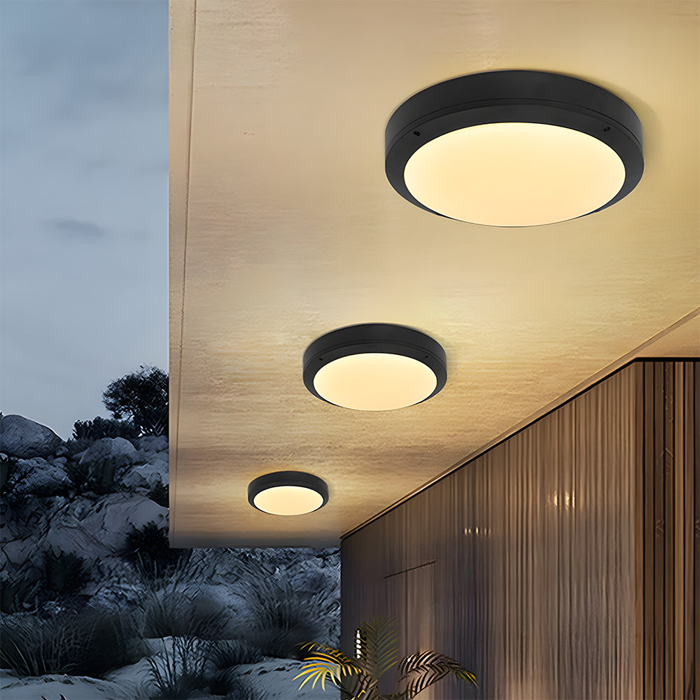 Outdoor Flush Mount Ceiling Light Modern IP65 Round LED with Radar Sensor Option