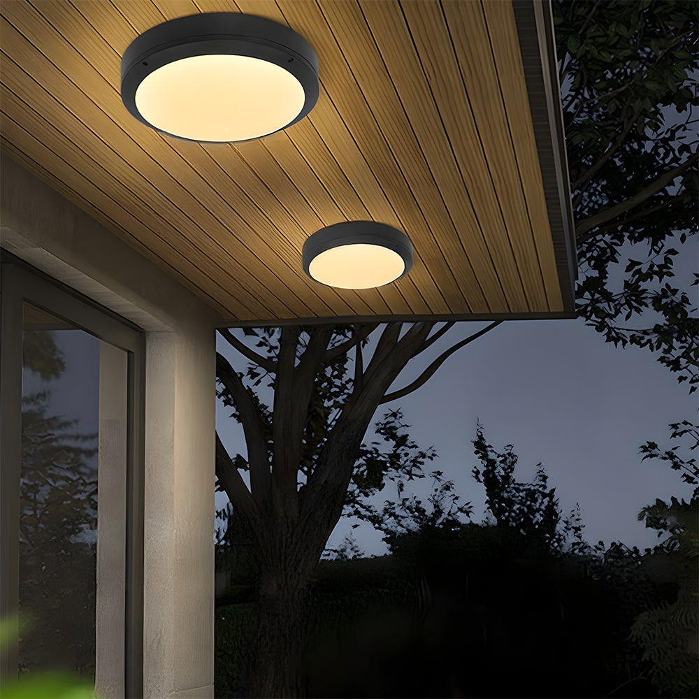 Outdoor Flush Mount Ceiling Light Modern IP65 Round LED with Radar Sensor Option