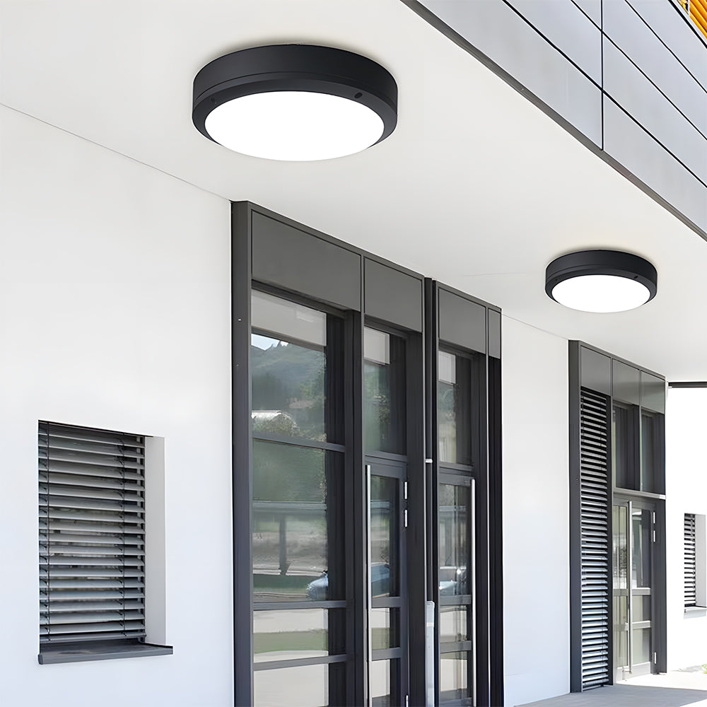 Outdoor Flush Mount Ceiling Light Modern IP65 Round LED with Radar Sensor Option