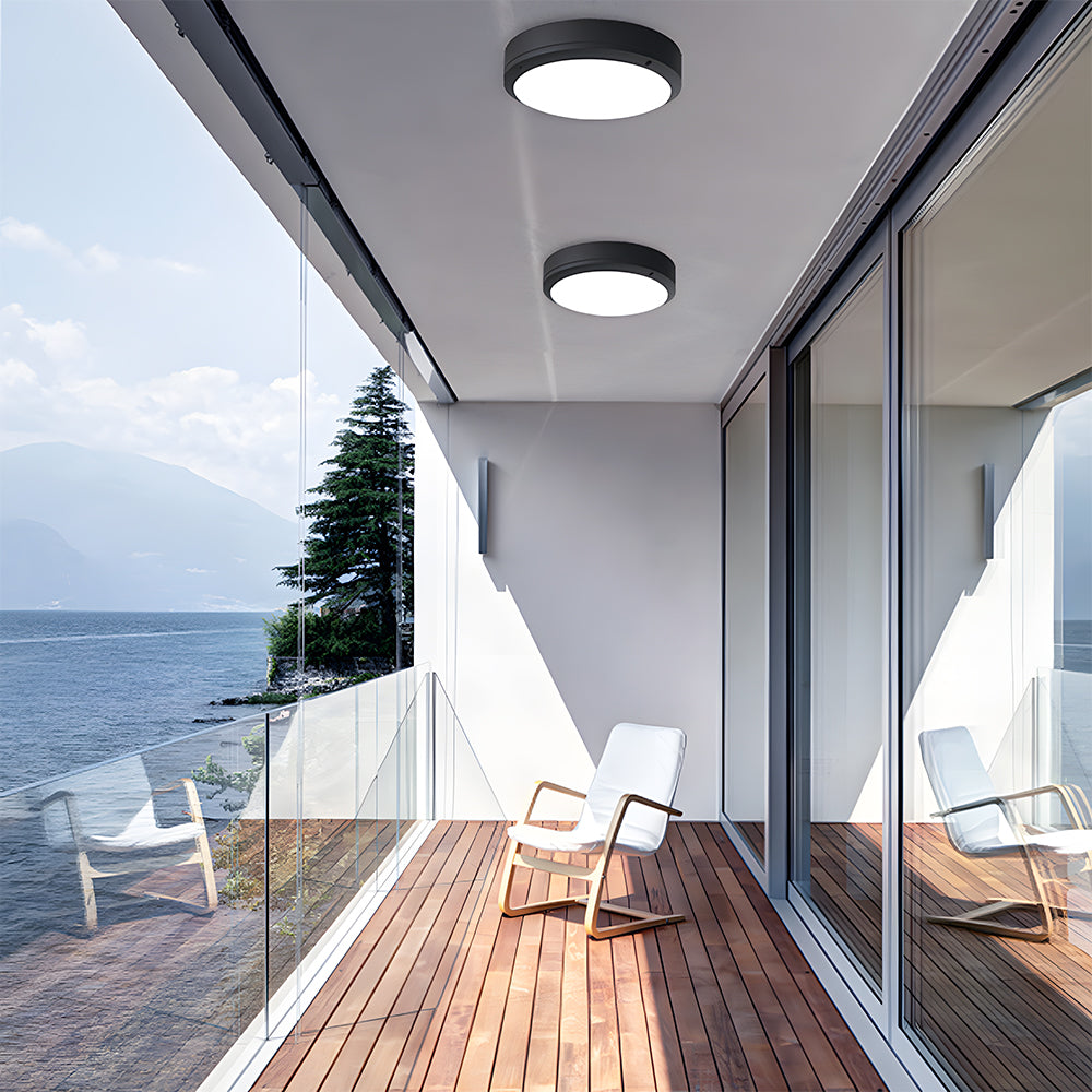 Outdoor Flush Mount Ceiling Light Modern IP65 Round LED with Radar Sensor Option