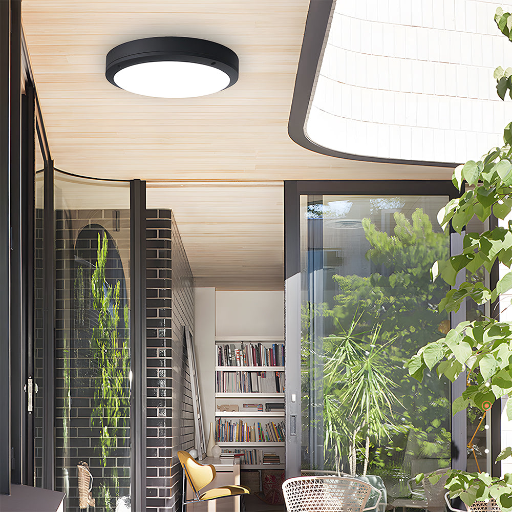 Outdoor Flush Mount Ceiling Light Modern IP65 Round LED with Radar Sensor Option