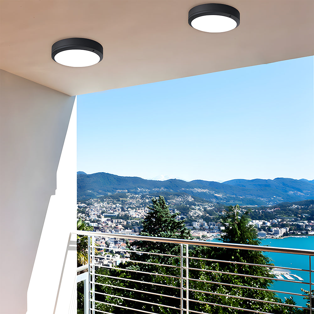 Outdoor Flush Mount Ceiling Light Modern IP65 Round LED with Radar Sensor Option