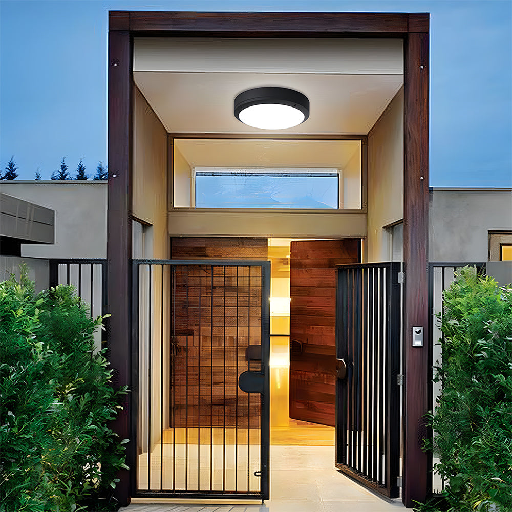 Outdoor Flush Mount Ceiling Light Modern IP65 Round LED with Radar Sensor Option
