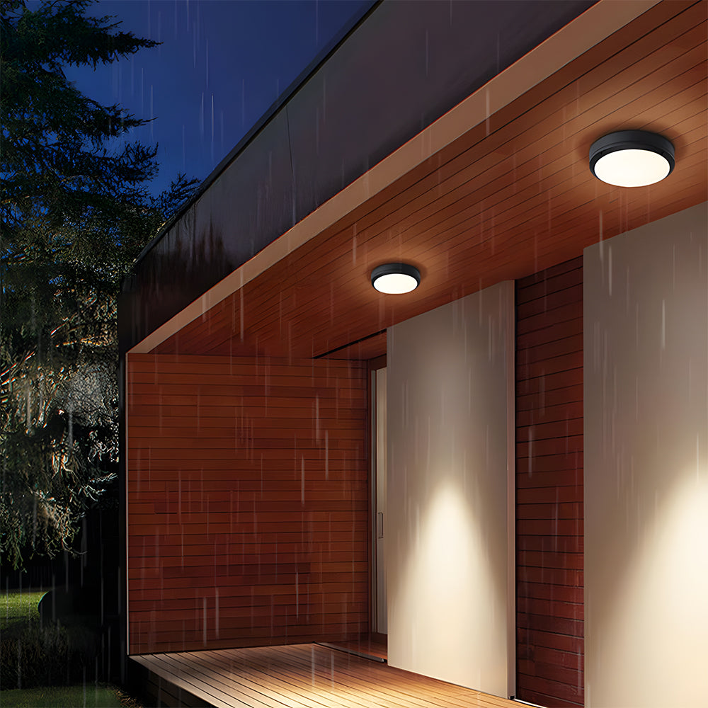 Outdoor Flush Mount Ceiling Light Modern IP65 Round LED with Radar Sensor Option