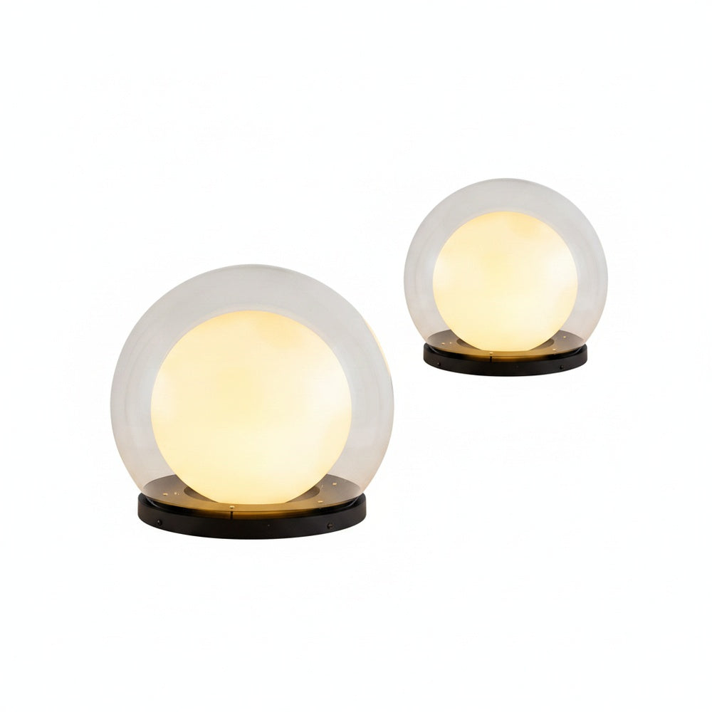 Outdoor Globe Pillar Lamp Modern with Dual-Layer Globe and E27 Fitting for Garden and Fence