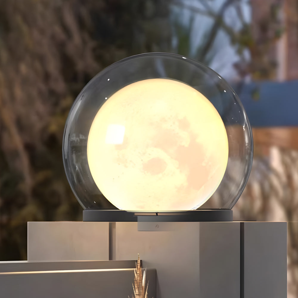 Outdoor Globe Pillar Lamp Modern with Dual-Layer Globe and E27 Fitting for Garden and Fence