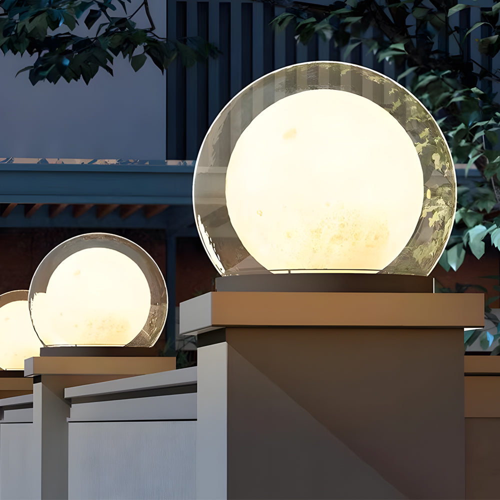 Outdoor Globe Pillar Lamp Modern with Dual-Layer Globe and E27 Fitting for Garden and Fence