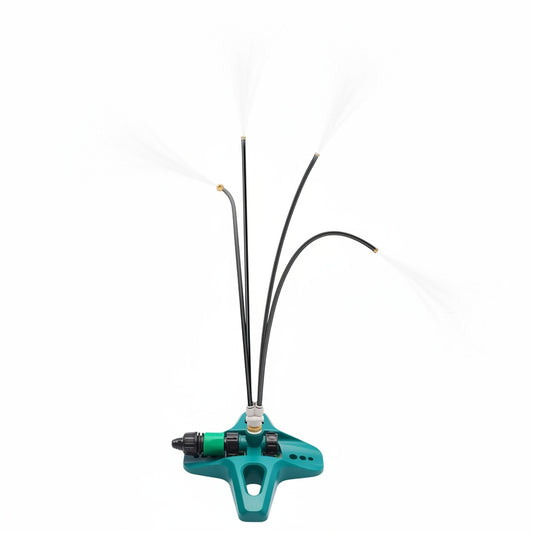 Outdoor Misting Sprinkler System with Flexible Nozzles and Freestanding Base