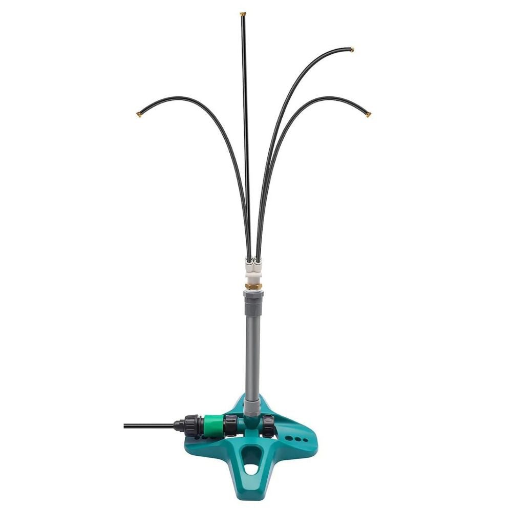 Outdoor Misting Sprinkler System with Flexible Nozzles and Freestanding Base