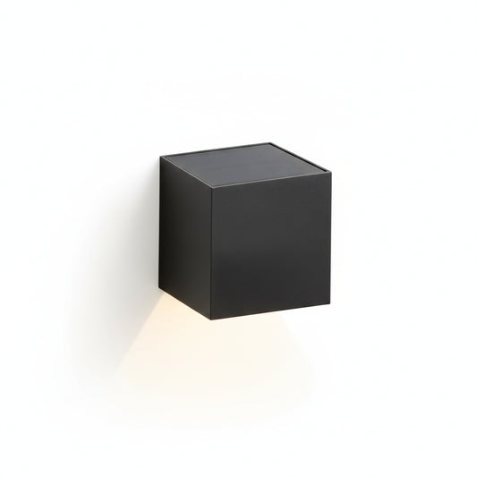 Outdoor Solar Wall Light Minimalist Cube with Motion Sensor and 3 Light Colors