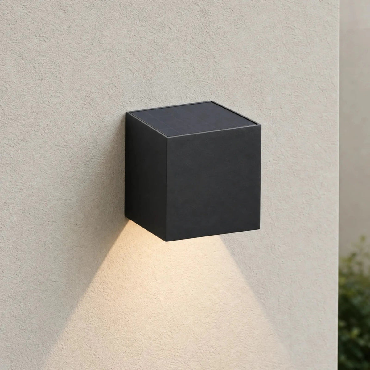 Outdoor Solar Wall Light Minimalist Cube with Motion Sensor and 3 Light Colors