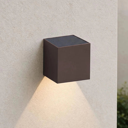 Outdoor Solar Wall Light Minimalist Cube with Motion Sensor and 3 Light Colors