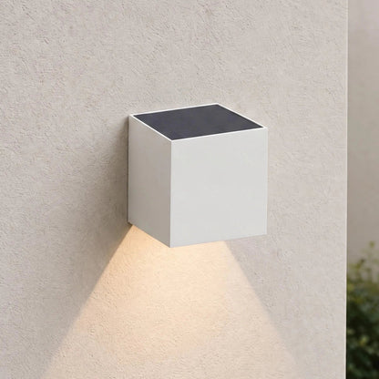 Outdoor Solar Wall Light Minimalist Cube with Motion Sensor and 3 Light Colors