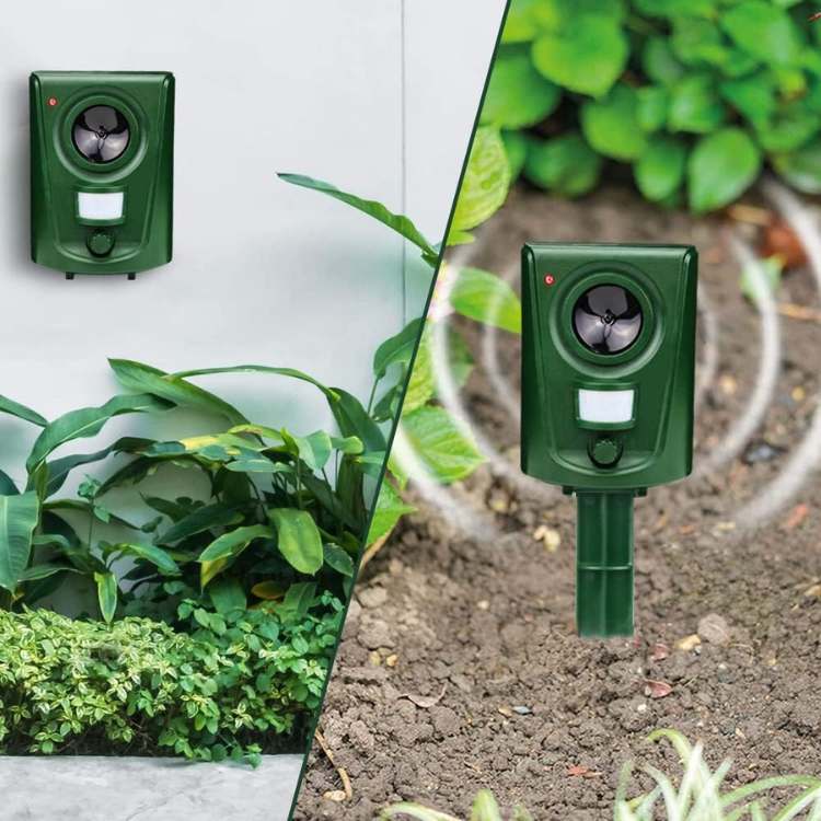 Outdoor Ultrasonic Cat Repeller with Ground Stake and Wall Mounting