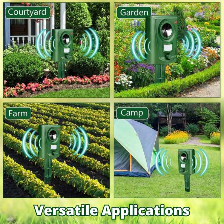 Outdoor Ultrasonic Cat Repeller with Ground Stake and Wall Mounting