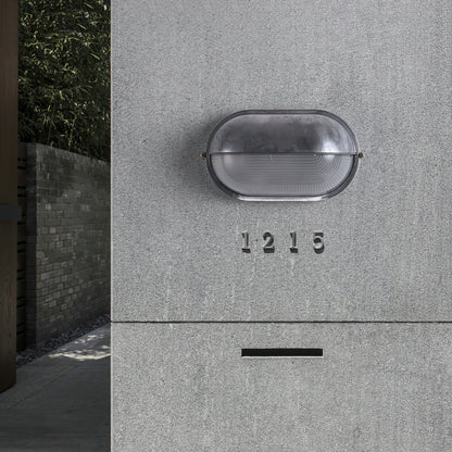 Outdoor Wall Lamp Industrial Retro with Oval Frosted Glass Cover