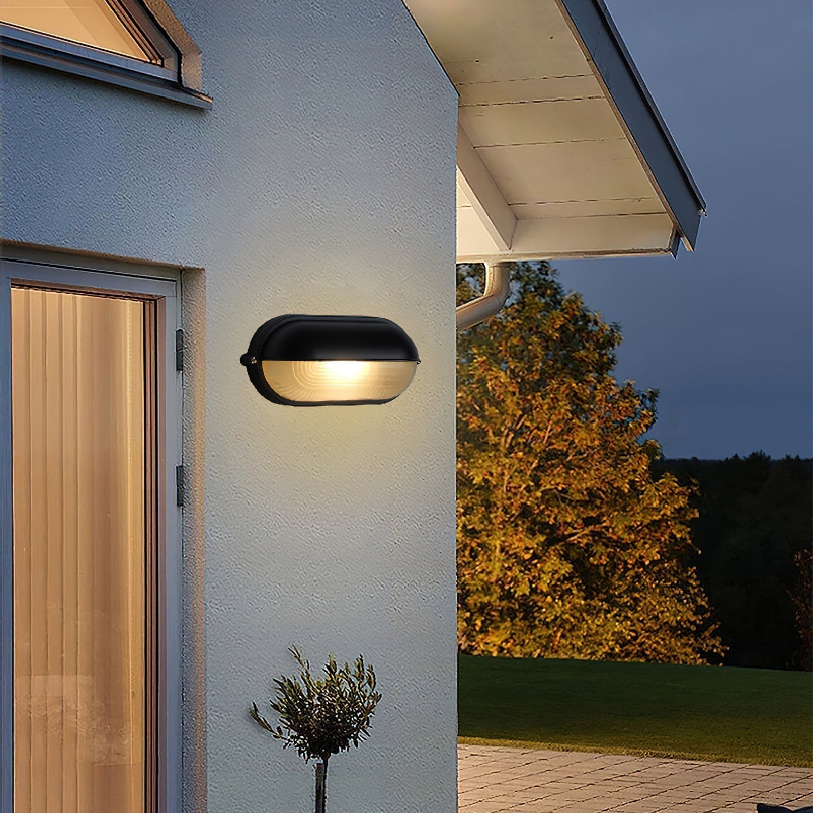 Outdoor Wall Lamp Industrial Retro with Oval Frosted Glass Cover