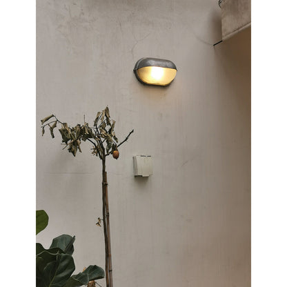 Outdoor Wall Lamp Industrial Retro with Oval Frosted Glass Cover