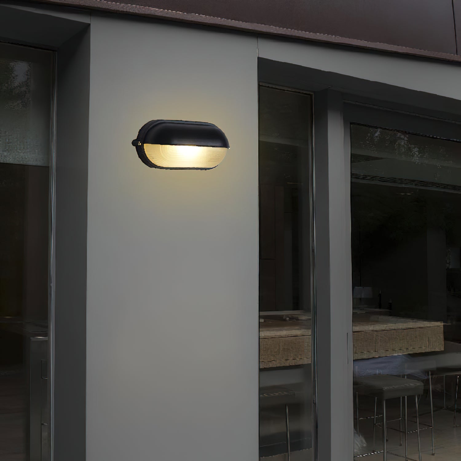 Outdoor Wall Lamp Industrial Retro with Oval Frosted Glass Cover