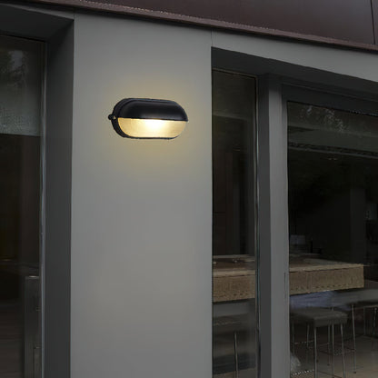 Outdoor Wall Lamp Industrial Retro with Oval Frosted Glass Cover